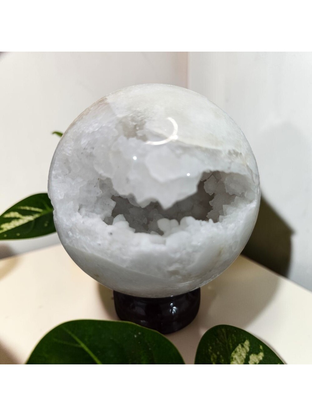 A077. Druzy Agate Natural Crystal Sphere Orb - Sugary 77mm